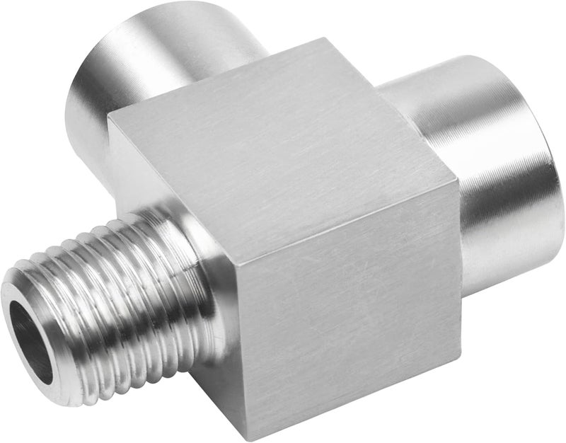 Goldpea Stainless Steel 304 Street Tee 1/4" NPT Female x 1/4" NPT Female x 1/4" NPT Male T-fitting 3-way Pipe Fitting 1pc - Image 3